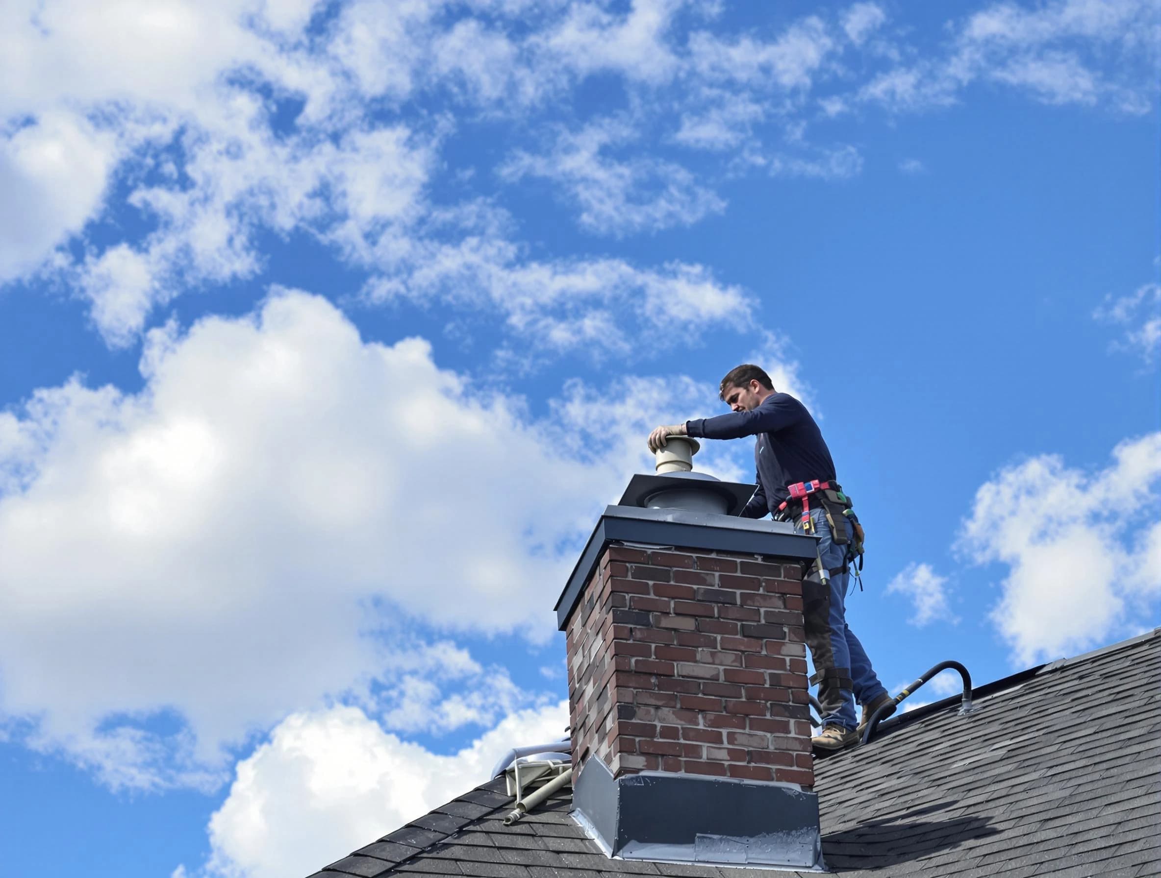 Lakewood Chimney Sweep installing a sturdy chimney cap in Lakewood, NJ