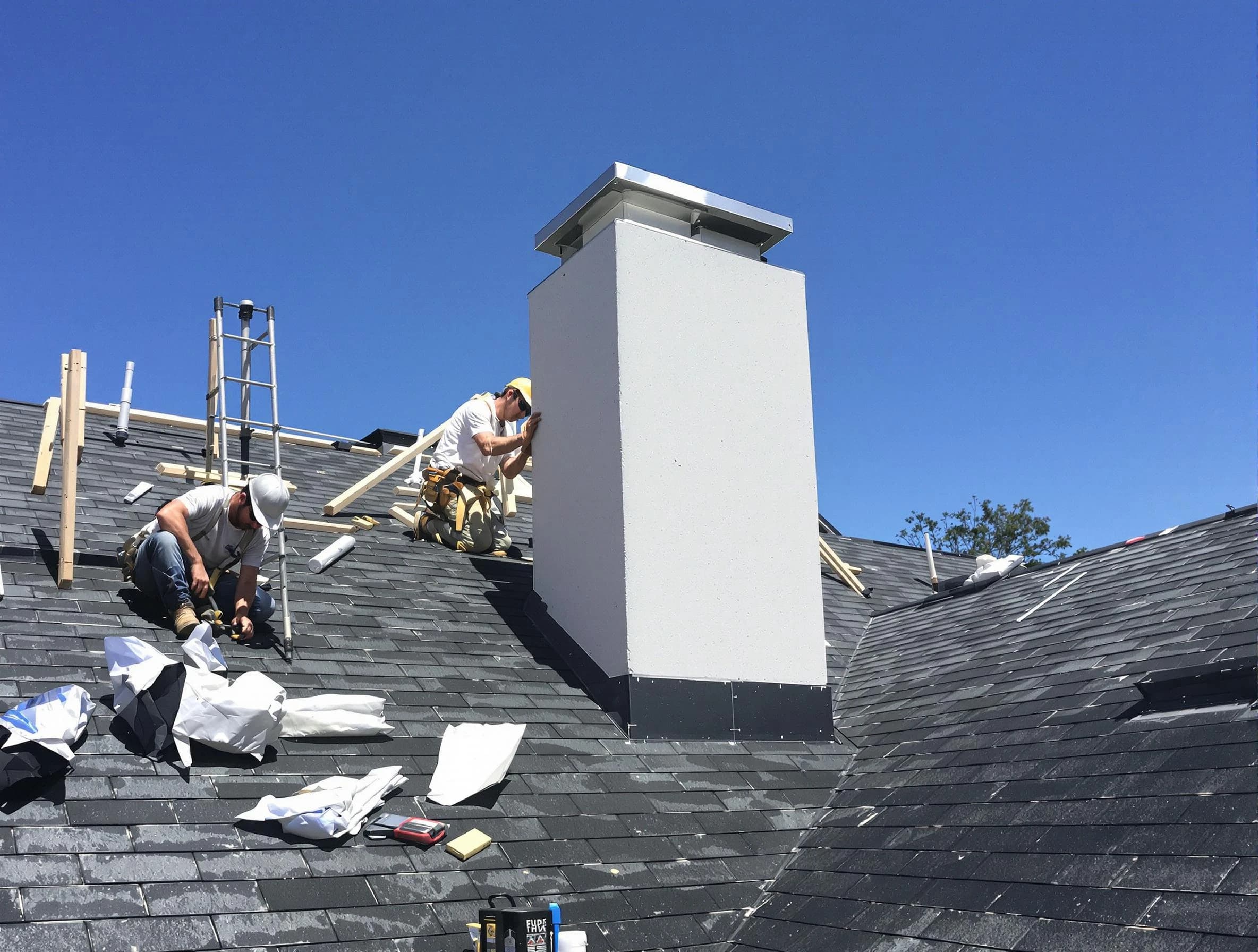 Lakewood Chimney Sweep crew installing a new chimney in Lakewood, NJ