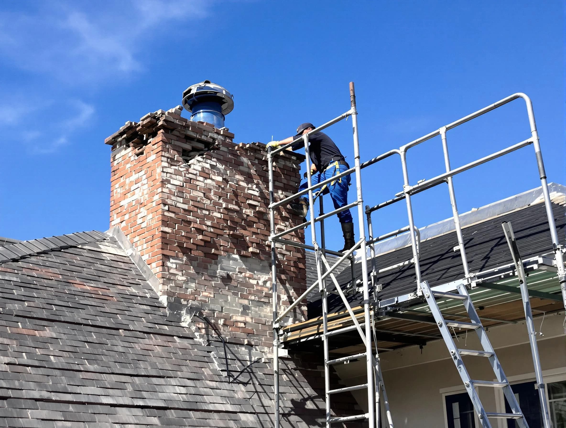 Rebuilding a chimney structure by Lakewood Chimney Sweep in Lakewood, NJ