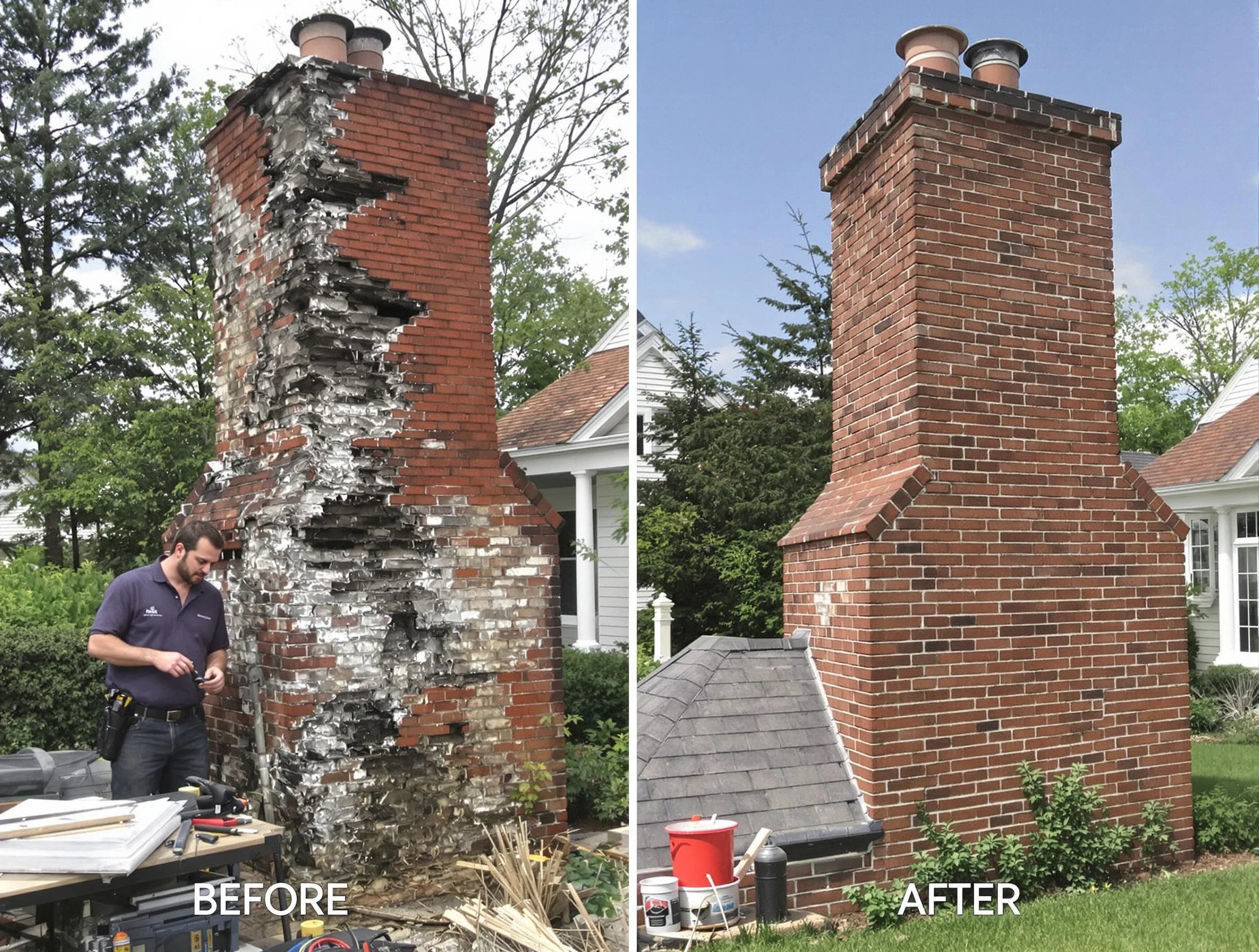 Lakewood Chimney Sweep performing a full chimney restoration in Lakewood, NJ