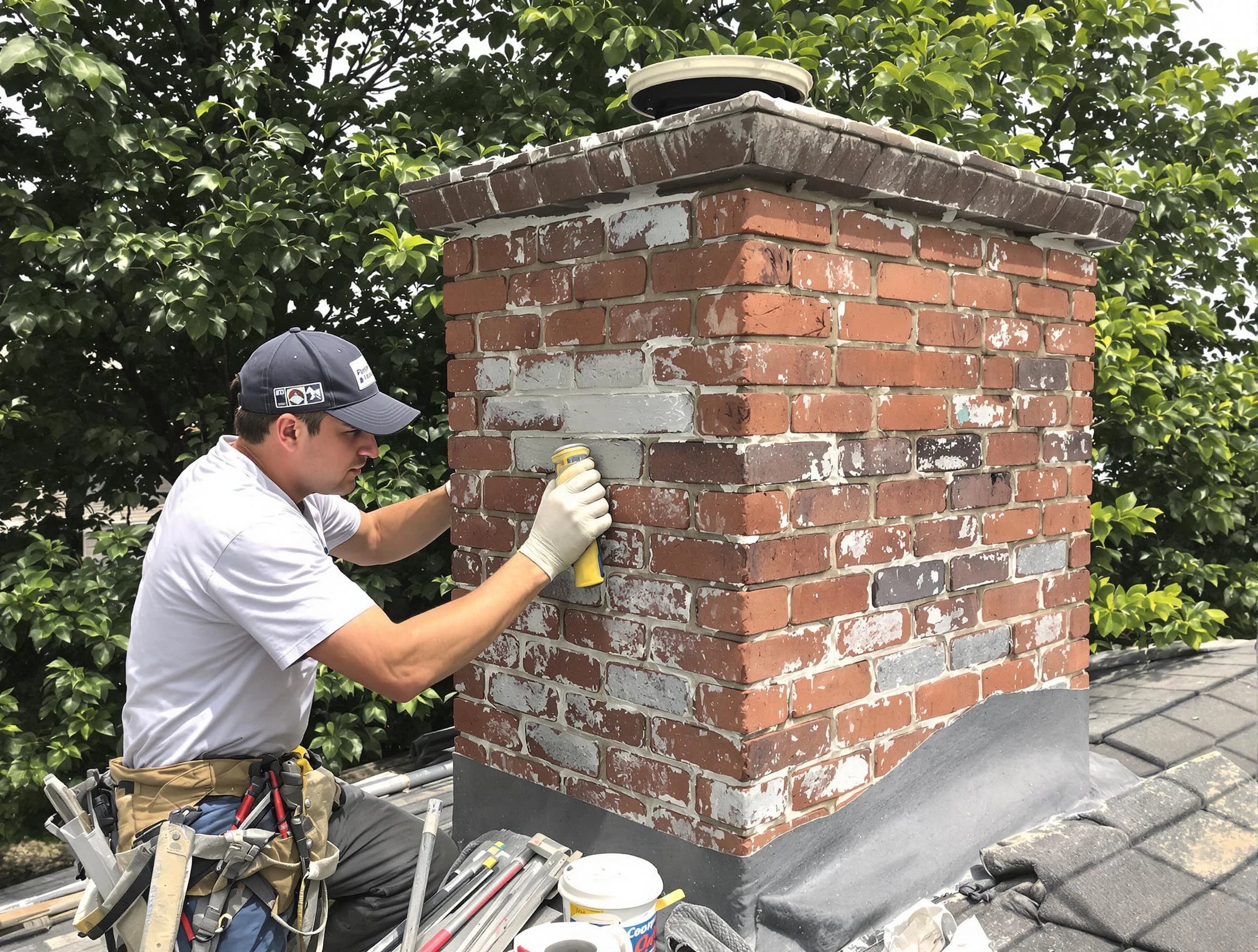 Lakewood Chimney Sweep restoring an aging chimney in Lakewood, NJ