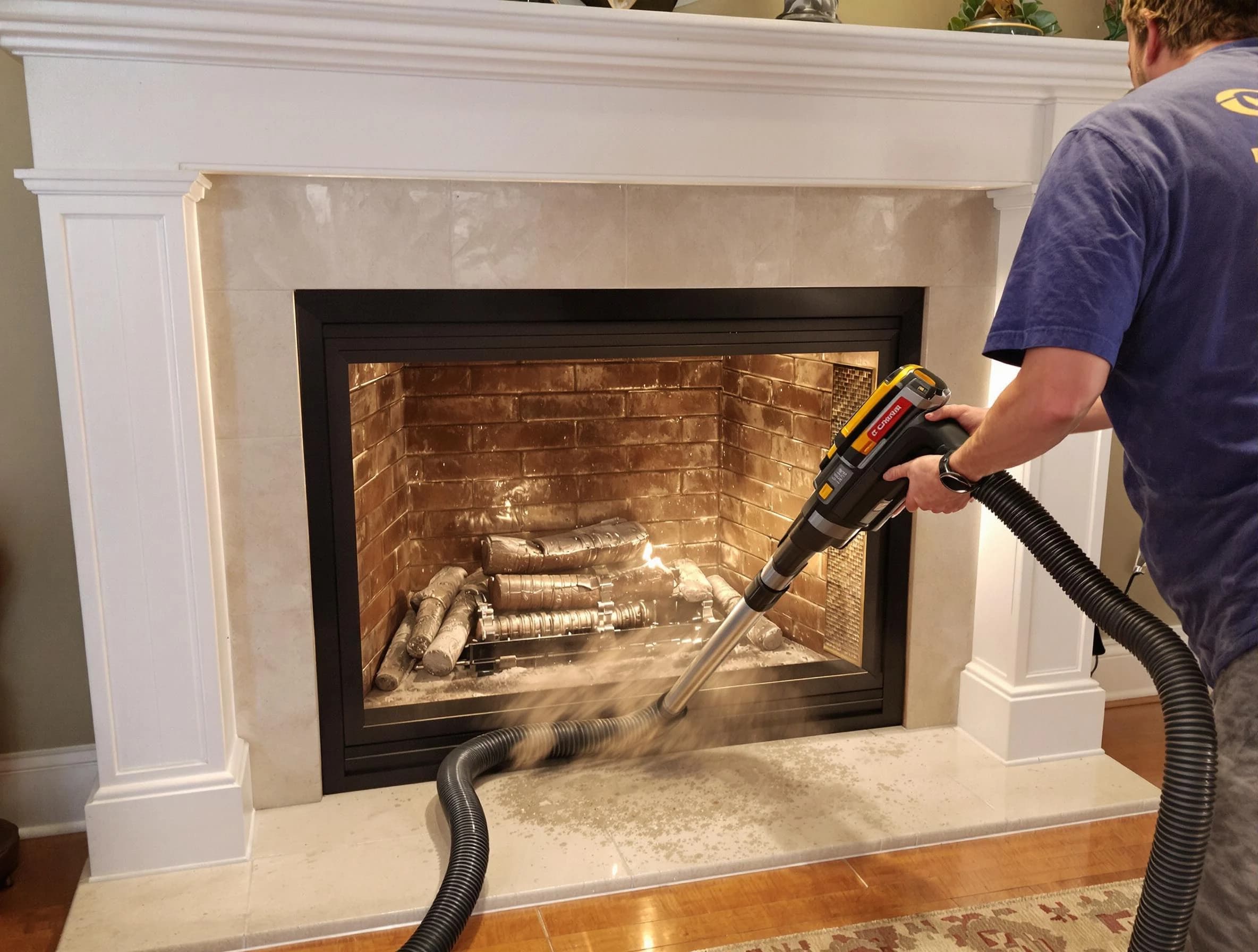 Fireplace cleaning performed by Lakewood Chimney Sweep in Lakewood, NJ