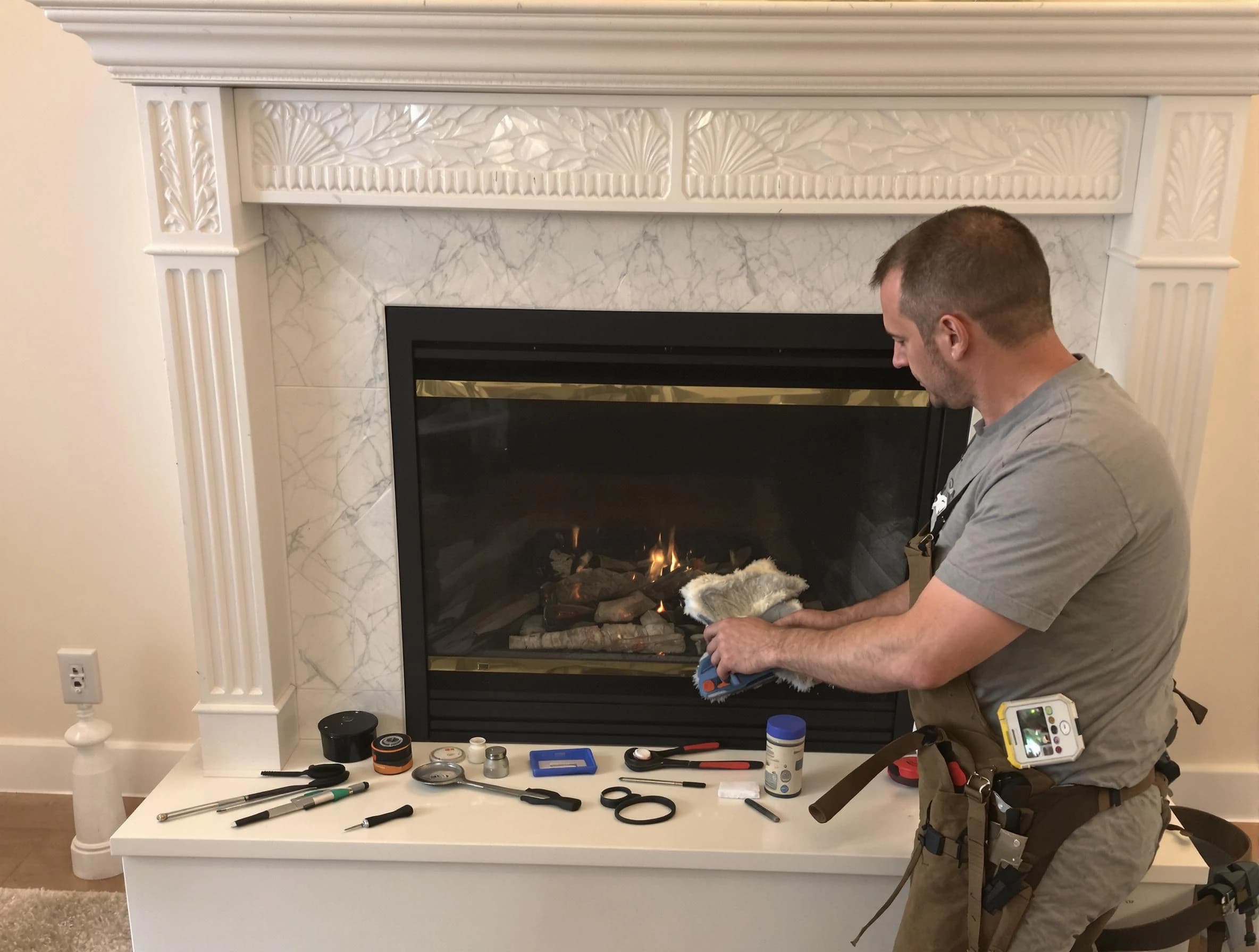 Lakewood Chimney Sweep performing fireplace maintenance in Lakewood, NJ