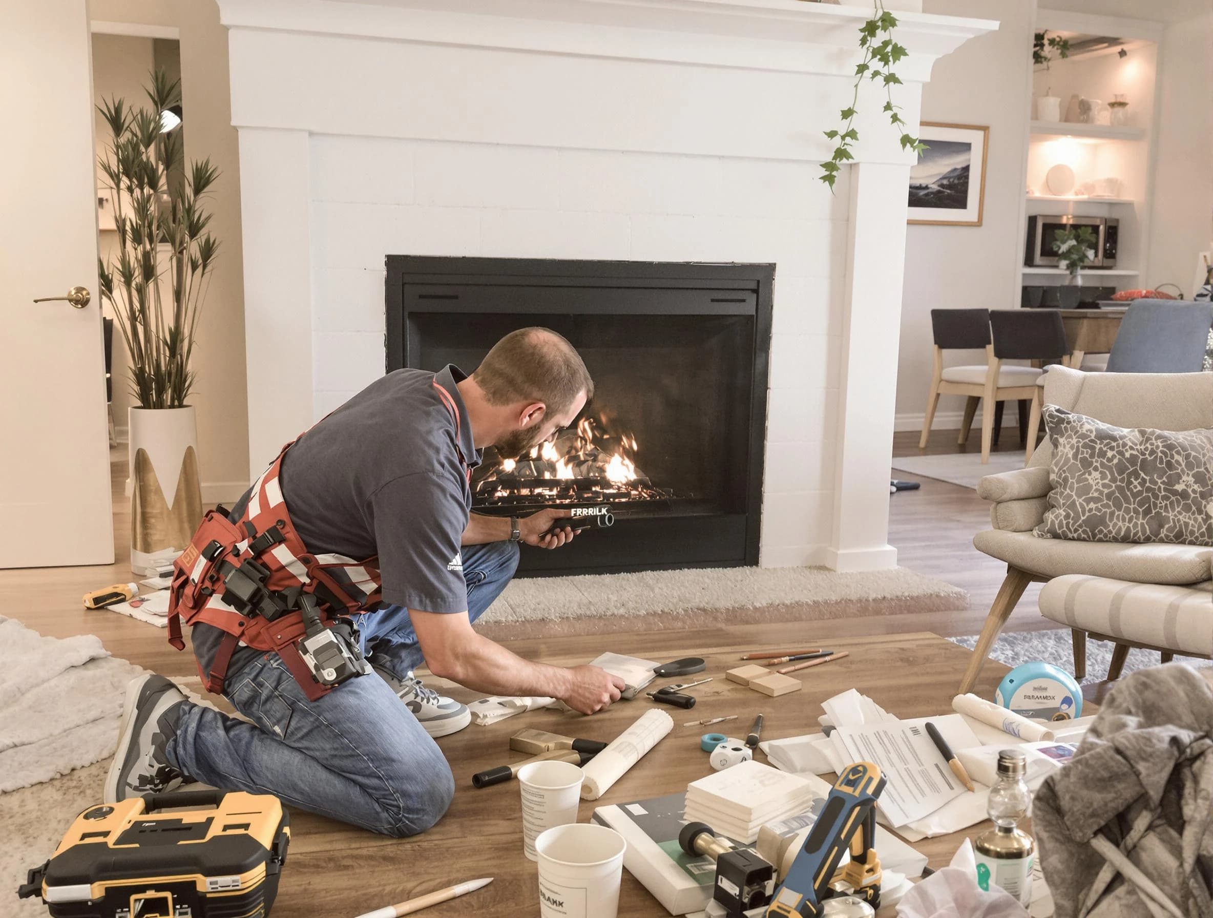 Lakewood Chimney Sweep performing fireplace repair in Lakewood, NJ