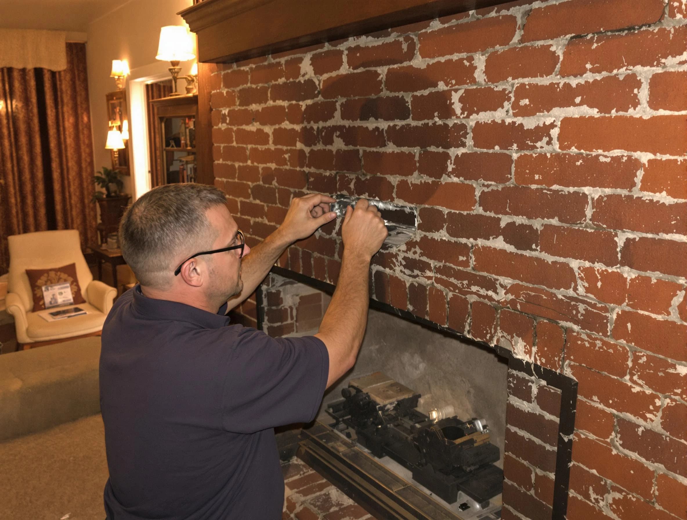 Lakewood Chimney Sweep expert fixing a fireplace in Lakewood, NJ